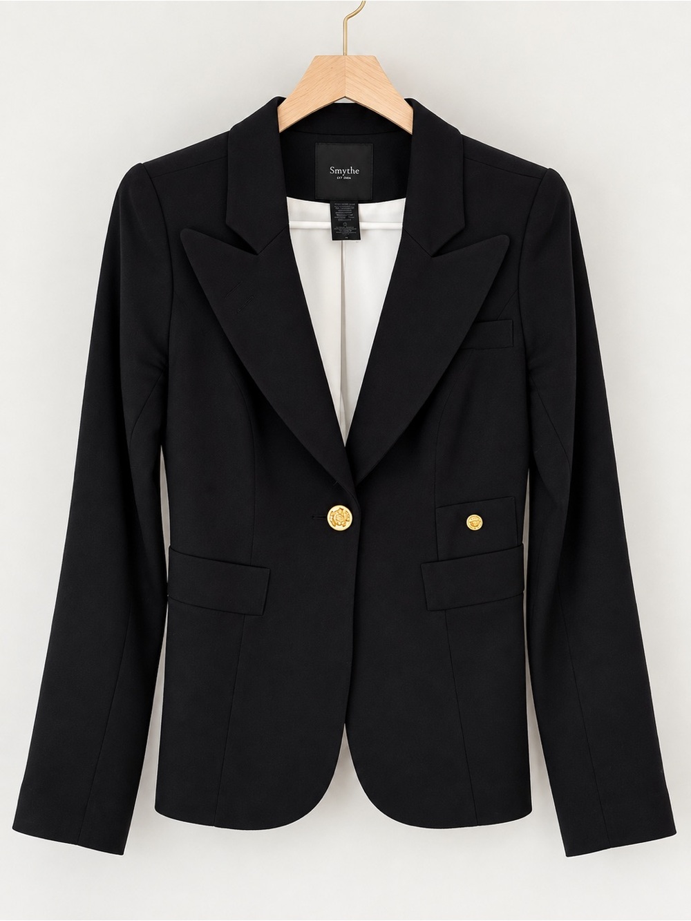SMYTHE Classic Duchess Blazer Deep Black Wool Jacket 4 - Picture 8 of 14